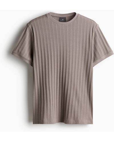 H&M T-Shirt in Pointellestrick, Regular Fit - Grau