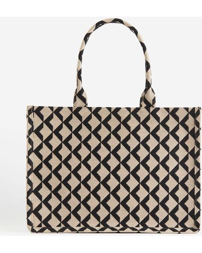 H&M Sac shopping en tissu jacquard - Noir