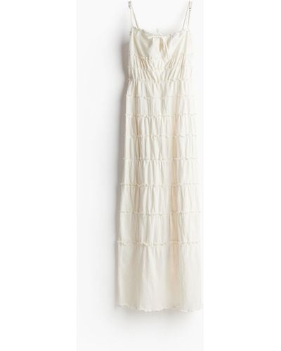 H&M Bodycon-Kleid mit Volantbesatz - Weiß