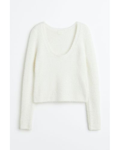 H&M Flauschiger Pullover - Weiß