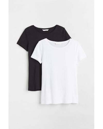 H&M Lot de 2 T-shirts en coton - Noir