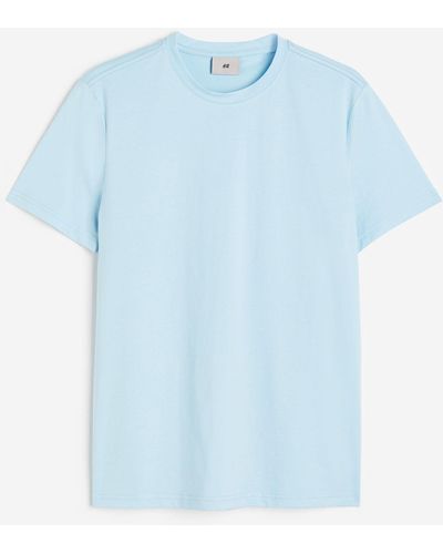 H&M T-Shirt aus Pima-Baumwolle Slim Fit - Blau