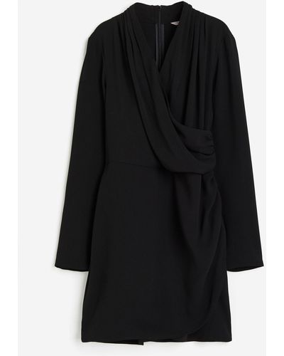 H&M Robe drapée à effet croisé - Noir