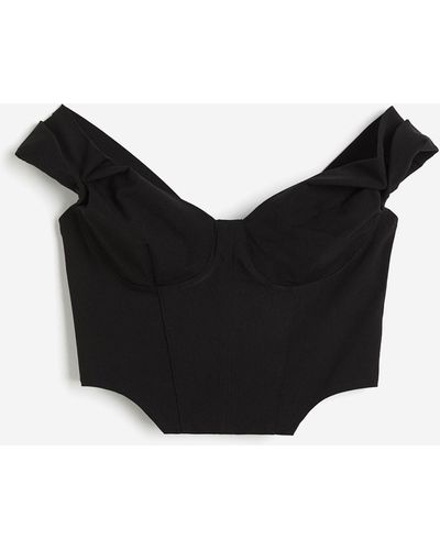 H&M Top épaules nues façon corset - Noir