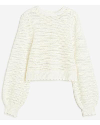 H&M Rückenfreier Pullover in Ajourstrick - Weiß