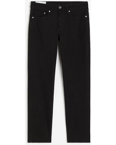 H&M Straight Regular Jeans - Schwarz