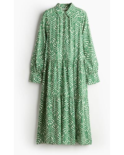 H&M Blusenkleid aus Viskose - Grün