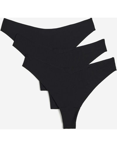 H&M Lot de 3 culottes Thong invisibles - Noir