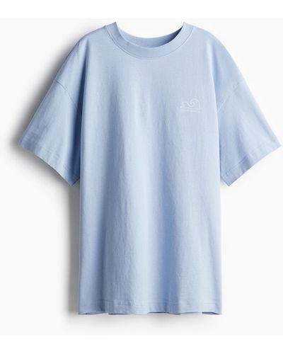 H&M Oversized T-Shirt mit Print - Blau