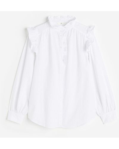 H&M Bluse aus einer Leinenmischung mit Volants - Weiß
