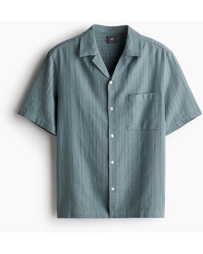 H&M Freizeithemd aus Leinenmix in Regular Fit - Blau