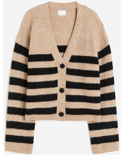 H&M Oversized Cardigan in Rippstrick - Schwarz