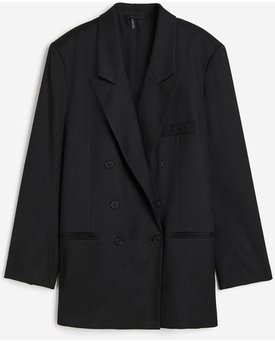 H&M Zweireihiger Blazer in Oversize-Passform - Schwarz