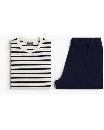 H&M Schlaf-T-Shirt und Shorts - Blau