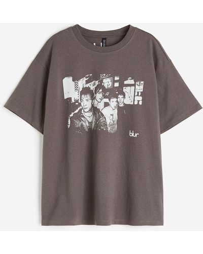 H&M T-shirt oversize imprimé - Gris