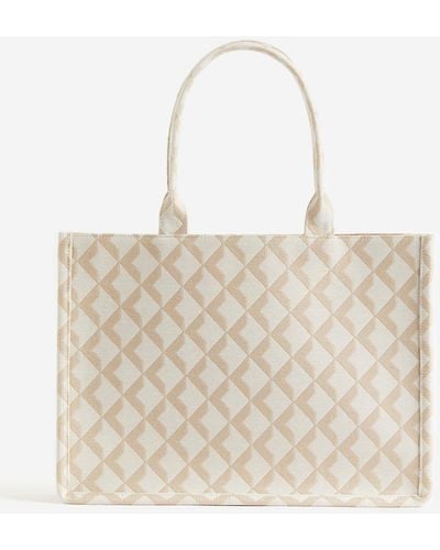 H&M Sac shopping en tissu jacquard - Neutre