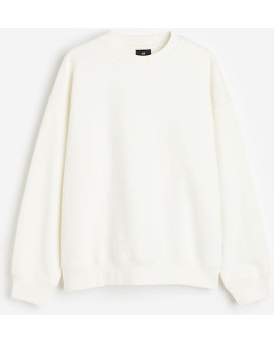 H&M Baumwollsweatshirt Oversized Fit - Weiß