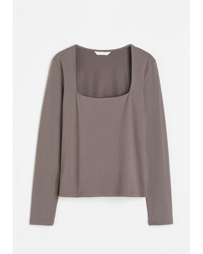 H&M Langarmshirt aus Jersey - Braun