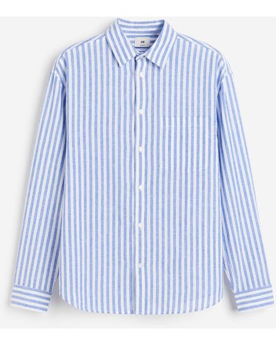H&M Hemd aus Leinenmix Relaxed Fit - Blau