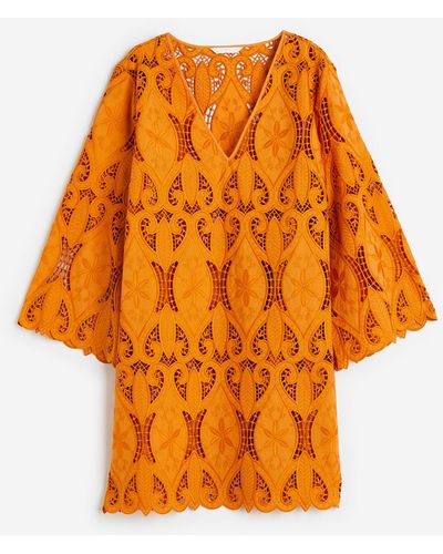 H&M Besticktes Kleid - Orange