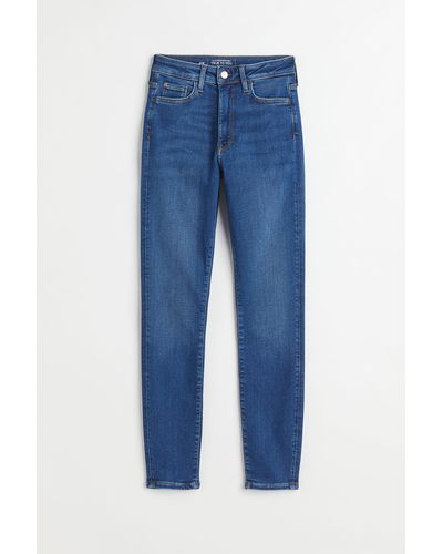 H&M True To You Skinny Ultra High Ankle Jeans - Blau