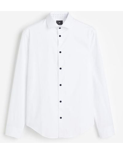 H&M Hemd aus Premium Cotton in Slim Fit - Weiß
