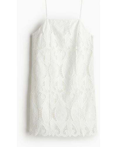 H&M Trägerkleid mit Broderie Anglaise - Weiß