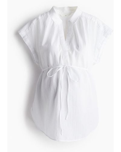 H&M MAMA Bluse mit Bindegürtel - Weiß