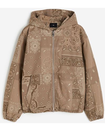 H&M Canvas-Kapuzenjacke in Loose Fit - Natur
