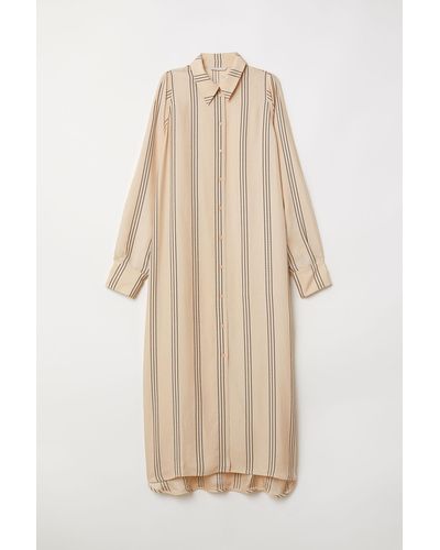 H&M Longue robe chemise - Neutre