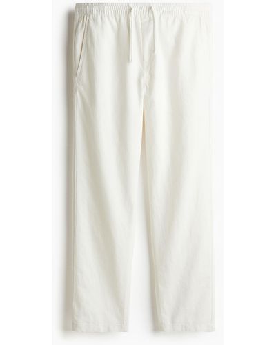 H&M Hose aus Leinenmix in Relaxed Fit - Weiß