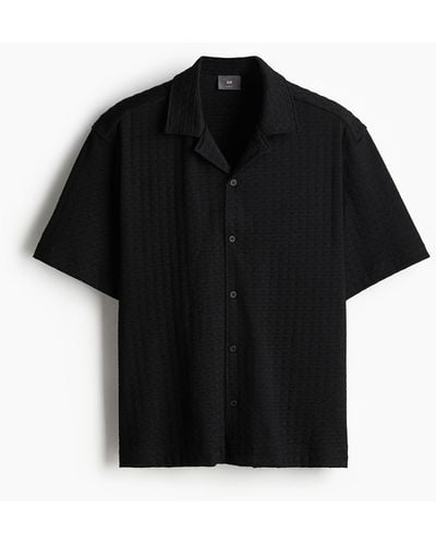 H&M Casual Overhemd Met Structuur - Zwart