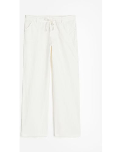 H&M Pantalon droit en lin mélangé - Blanc