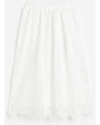 H&M Jupe trapèze en dentelle - Blanc