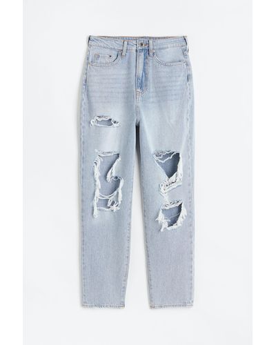 H&M Mom Comfort Ultra High Ankle Jeans - Blau