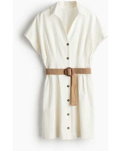 H&M Blusenkleid mit Gürtel - Weiß
