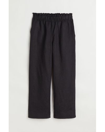 H&M Pantalon de longueur cheville en lin - Noir
