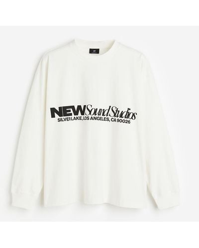 H&M T-shirt imprimé Oversized Fit en jersey - Neutre