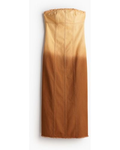H&M Bandeau-Kleid mit Fransenkante - Braun