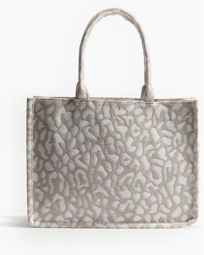 H&M Sac shopping en tissu jacquard - Gris