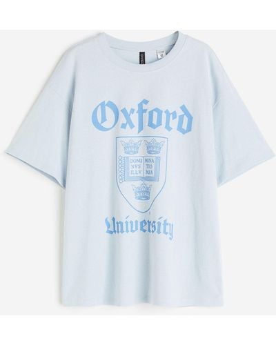 H&M T-shirt oversize imprimé - Bleu