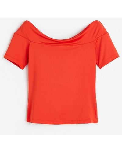 H&M Off-Shoulder-Shirt - Rot