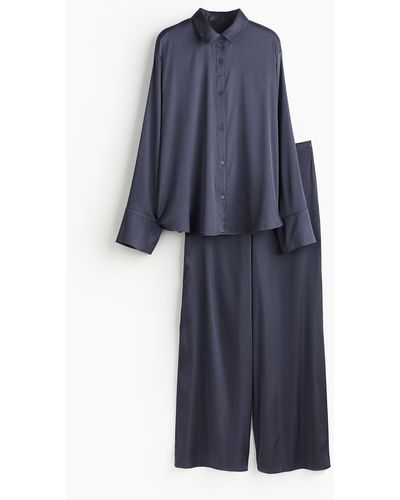 H&M Satijnen Pyjama - Blauw