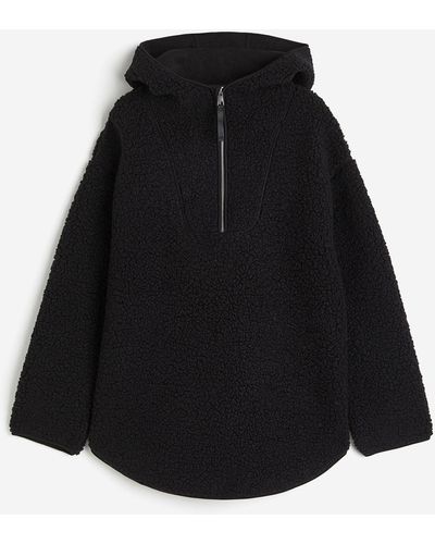 H&M Oversized Capuchonsweater Van Fleece - Zwart