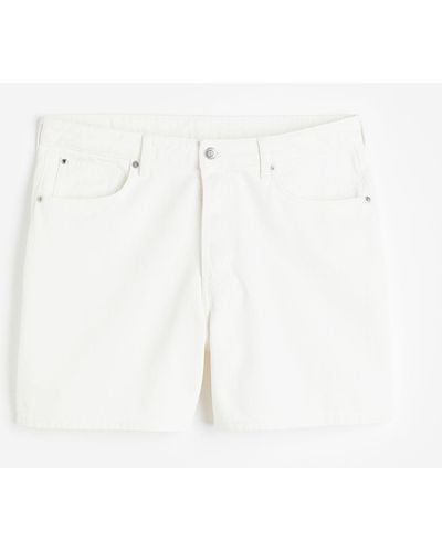 H&M H & M+ Curvy Fit Bermuda High Denim Shorts - Weiß