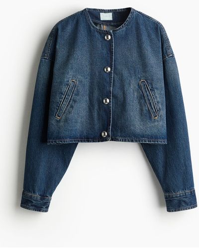 H&M Oversized Jacke mit Knopfleiste - Blau