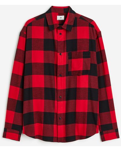 H&M Flanellhemd in Relaxed Fit - Rot