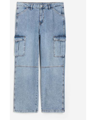 H&M H & M+ 90s Baggy High Cargo Jeans - Blau