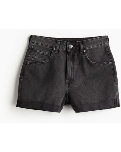 H&M Jeansshorts High Waist - Schwarz