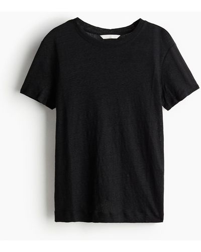 H&M T-Shirt aus Leinen - Schwarz